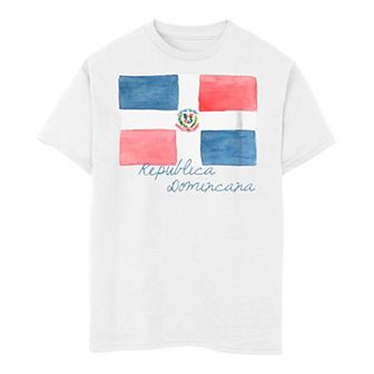 Boys 8-20 Republica Dominica Watercolor Painted Flag Tee