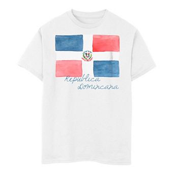 Boys 8-20 Republica Dominica Watercolor Painted Flag Tee
