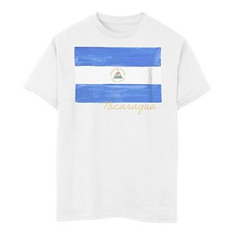 Boys 8-20 Nicaragua Watercolor Painted Flag Tee