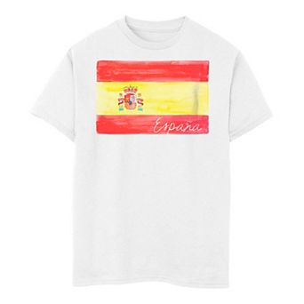 Boys 6-20 Spain Watercolor Painted Flag Tee