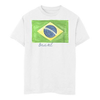 Boys 8-20 Brasil Watercolor Painted Flag Tee