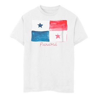 Boys 8-20 Panama Watercolor Painted Flag Tee