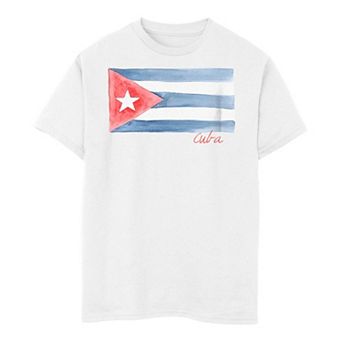 Boys 8-20 Cuba Watercolor Painted Flag Tee