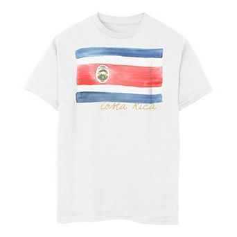 Boys 8-20 Costa Rica Watercolor Painted flag Tee