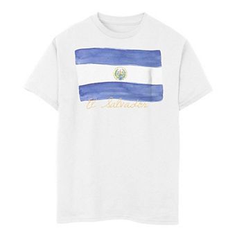Boys 8-20 El Salvador Watercolor Painted Flag Tee