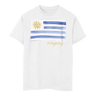 Boys 8-20 Uruguay Watercolor Painted Flag Tee