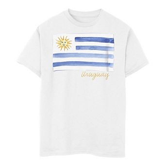 Boys 6-20 Uruguay Watercolor Painted Flag Tee