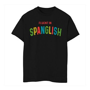 Boys 8-20 Fluent In Spanglish Colorful Text Tee