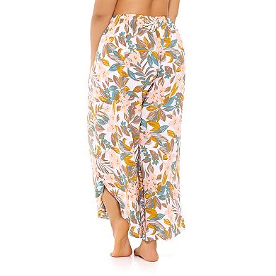 Plus Size Freshwater Floral Side-Slit Swim Cover-Up Pants Print