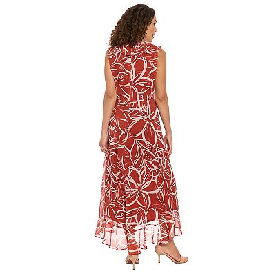 Women's London Times Ruffled Chiffon Maxi Dress