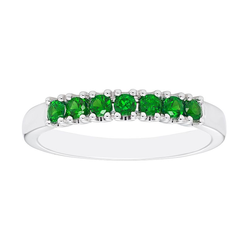 Boston Bay Diamonds Sterling Silver Lab-Created Emerald Stack Ring, Womens