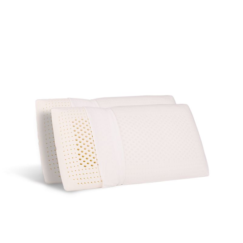 Standard Medium Density Natural Latex Foam Pillow 2-pack Set, White, Queen