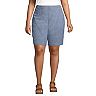 Plus Size Lands' End Mid-Rise Elastic-Waist Pull-On 10" Chino Bermuda Shorts