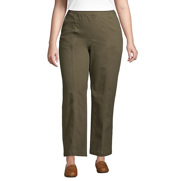 Plus Size Lands' End Mid-Rise Pull-On Wide-Leg Chino Ankle Pants