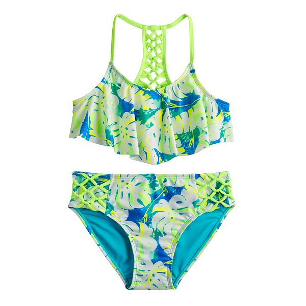 Girls 7-16 SO® Flounce Bikini Top & Bottoms Swimsuit Set