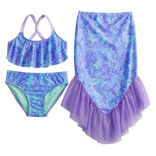 Girls 4-16 SO® Mermaid Flounce Bikini Top, Bottoms, & Skirt Tail