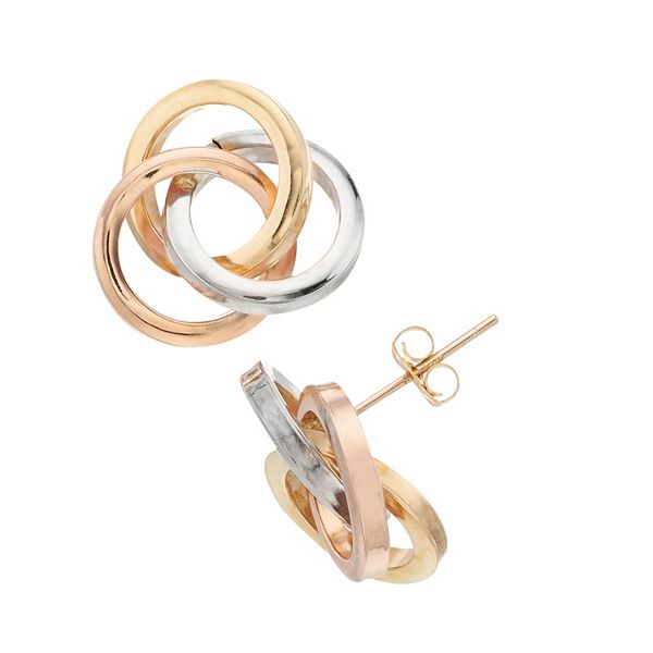 14k Tri Tone Gold Love Knot Earrings