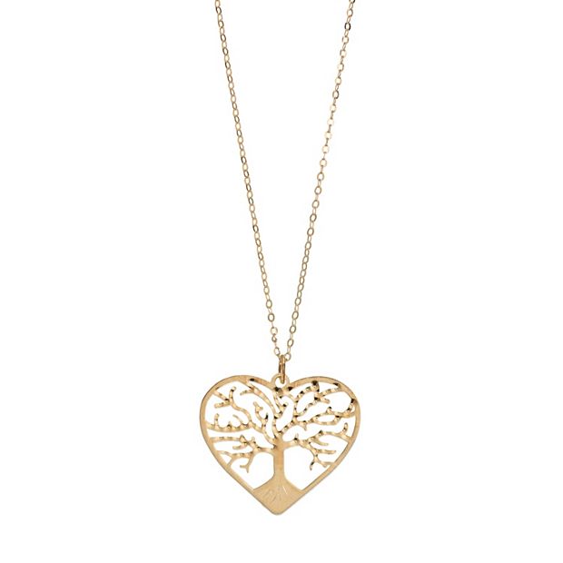 10k Gold Tree of Life Heart Necklace