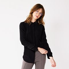 Womens Black Long Sleeve Tops