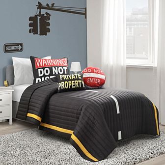 Lush Decor Highway Quilt Set with Shams and Decorative Pillows