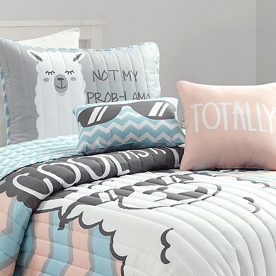 Lush Decor Cool as Llama Quilt Set with Shams and Decorative Pillows