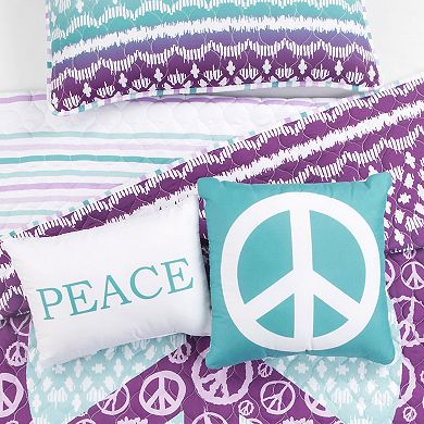 Lush Decor Peace Ombre Quilt Set with Shams and Decorative Pillows