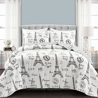 Lush Decor Paris Bonjour Quilt Set with Shams