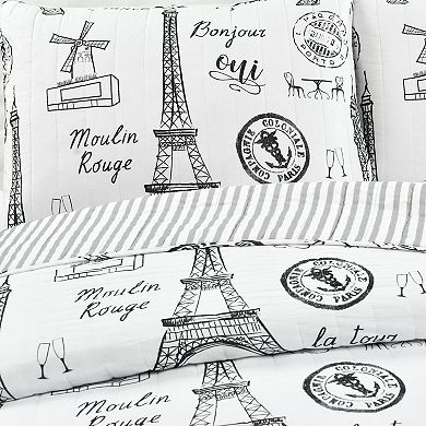 Lush Decor Paris Bonjour Quilt Set with Shams