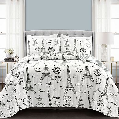 Lush Decor Paris Bonjour Quilt Set with Shams