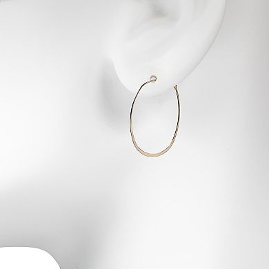 LC Lauren Conrad Gold Tone Thin Oval Nickel Free Hoop Earrings