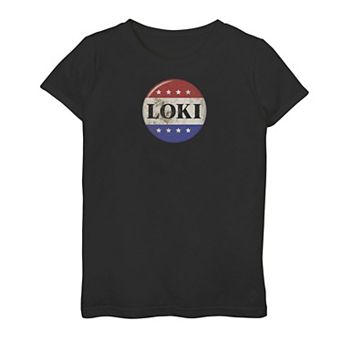 Girls 7-16 Marvel Loki Red White & Blue Badge Tee