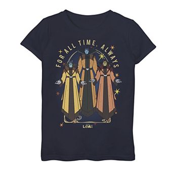 Girls 7-16 Marvel Loki Time Keepers For All Time Quote Graphic Tee
