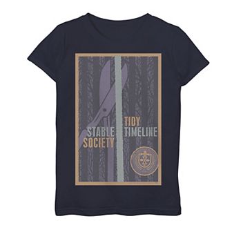 Girls 7-16 Marvel Loki Tidy Timeline Stable Society TVA Poster Graphic Tee