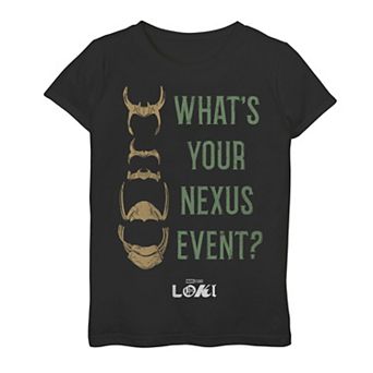 Girls 7-16 Marvel Loki What's Your Nexus Event? Graphic Tee