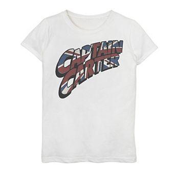 Girls 7-16 Marvel What If Captain Carter Flag Logo Graphic Tee
