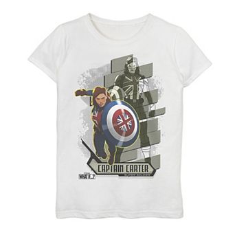 Girls 7-16 Marvel What If Captain Carter Action Pose Graphic Tee
