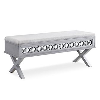 Mirror Diamond Cutout Storage Bench