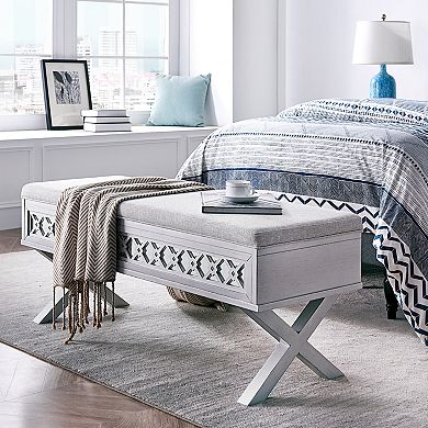 Mirror Diamond Cutout Storage Bench