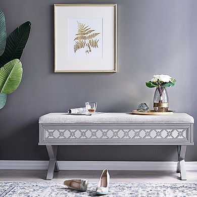 Mirror Diamond Cutout Storage Bench