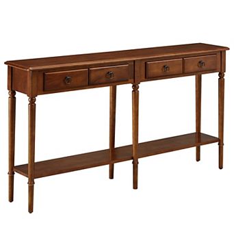 Leick Furniture Two-Drawer Pecan Coastal Hall Console / Sofa Table with Shelf