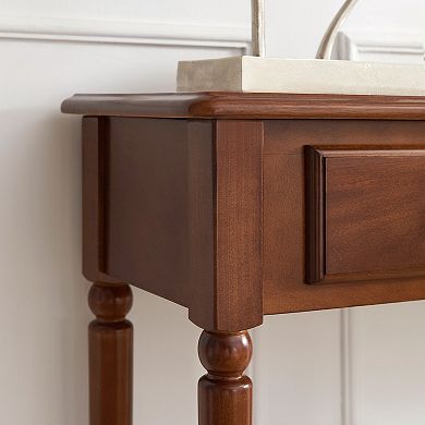 Leick Furniture Two-Drawer Pecan Coastal Hall Console / Sofa Table with Shelf