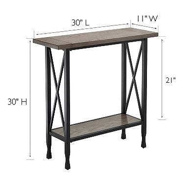 Leick Furniture Chisel & Forge X-Design Wood & Metal Hall Console