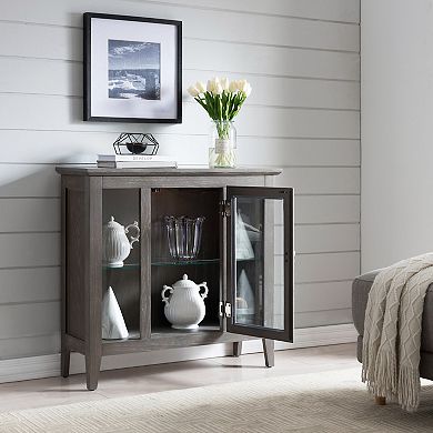 Distressed Entryway 1-Door Curio Storage Cabinet