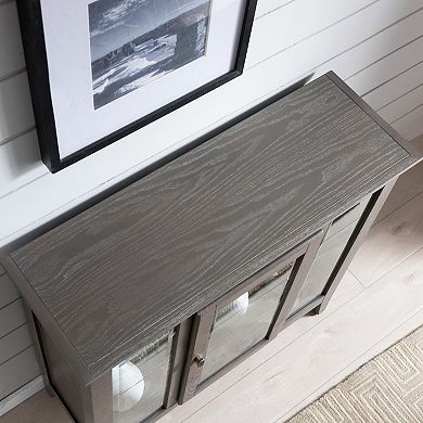 Distressed Entryway 1-Door Curio Storage Cabinet