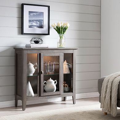 Distressed Entryway 1-Door Curio Storage Cabinet