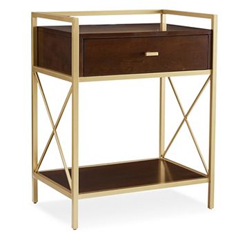 Leick Furniture Metal & Wood One-Drawer Nightstand / Side Table