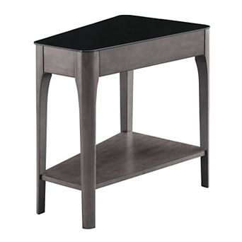Leick Furniture Obsidian Wedge Glass-Top Table with Shelf