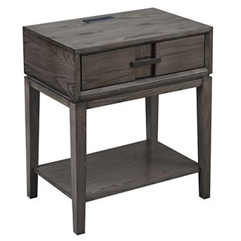 Leick Furniture Oak Recessed Drawer Nightstand Side Table