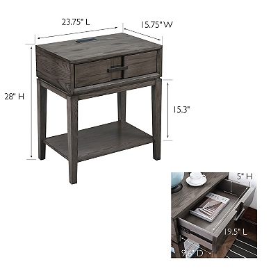 Leick Furniture Oak Recessed Drawer Nightstand Side Table