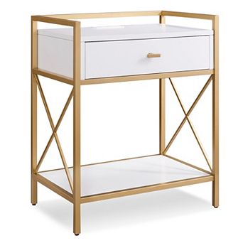 Leick Furniture Claudette Wood & Metal One-Drawer Nightstand Side Table